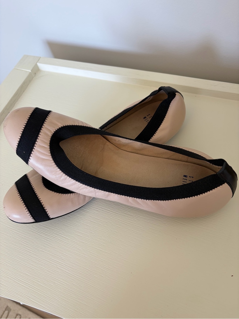 Stuart Weitzman Women’s Ballet Flats - Nude with Black Trim